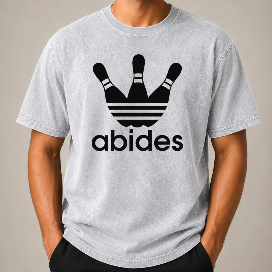Nice Premium The Dude Abides Bowling Logo The Big Lebowski Washed T Shirt Nice Premium The Dude Abides Bowling Logo The Big Lebowski Washed T-Shirt
