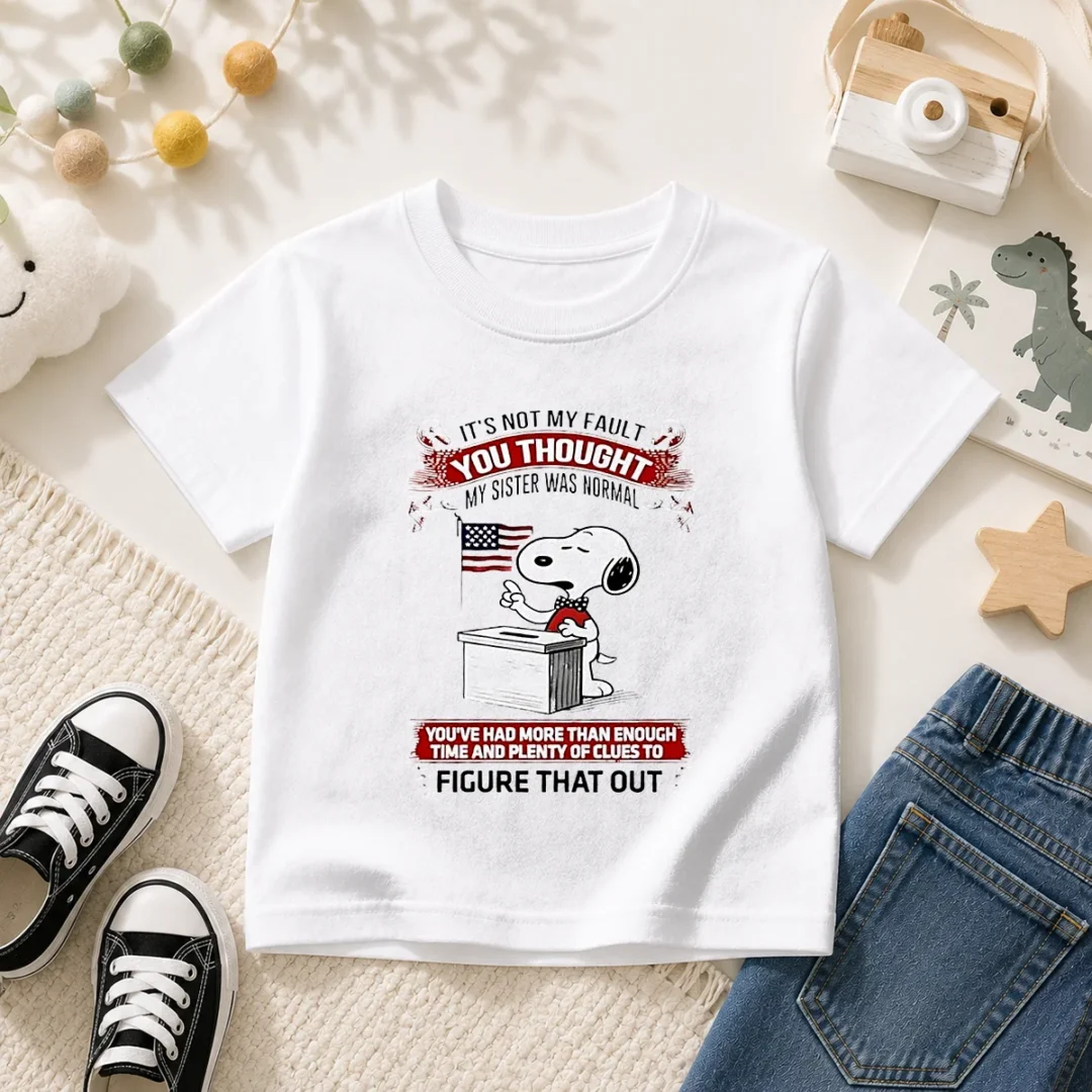 nice-snoopy-it-s-not-my-fault-you-thought-my-sister-was-normal-kids-t-shirt-kid-t-shirt-1 Nice Snoopy It'S Not My Fault You Thought My Sister Was Normal Kids T-Shirt