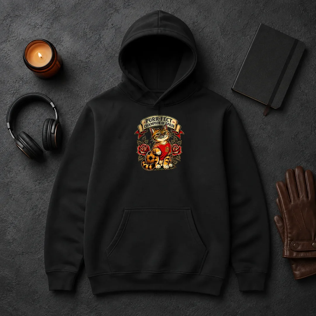 Nice Spanish Soccer Cat Champion Tattoo Hoodie Nice Spanish Soccer Cat Champion Tattoo Hoodie