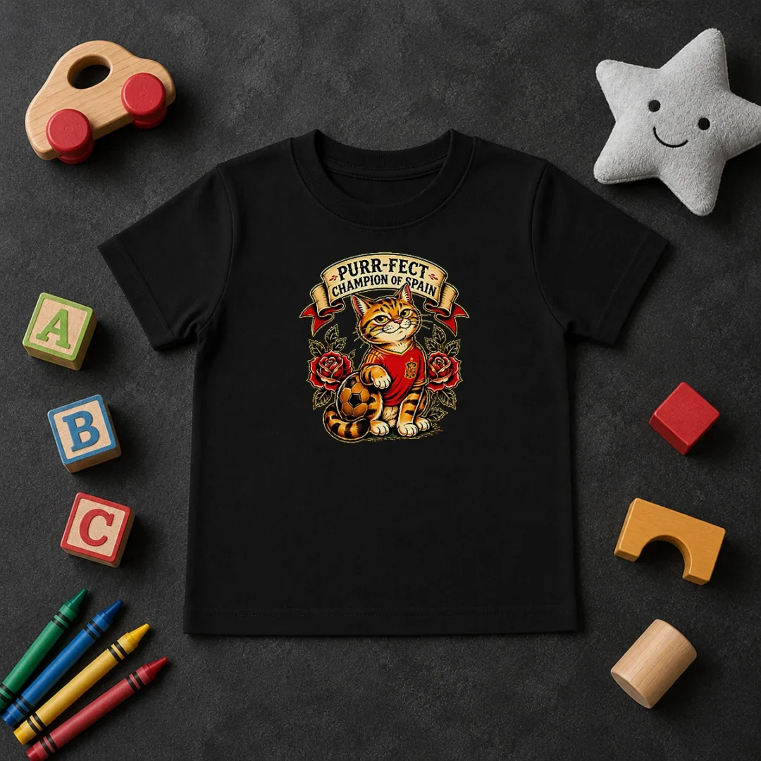 Nice Spanish Soccer Cat Champion Tattoo Kids T Shirt Nice Spanish Soccer Cat Champion Tattoo Kids T-Shirt