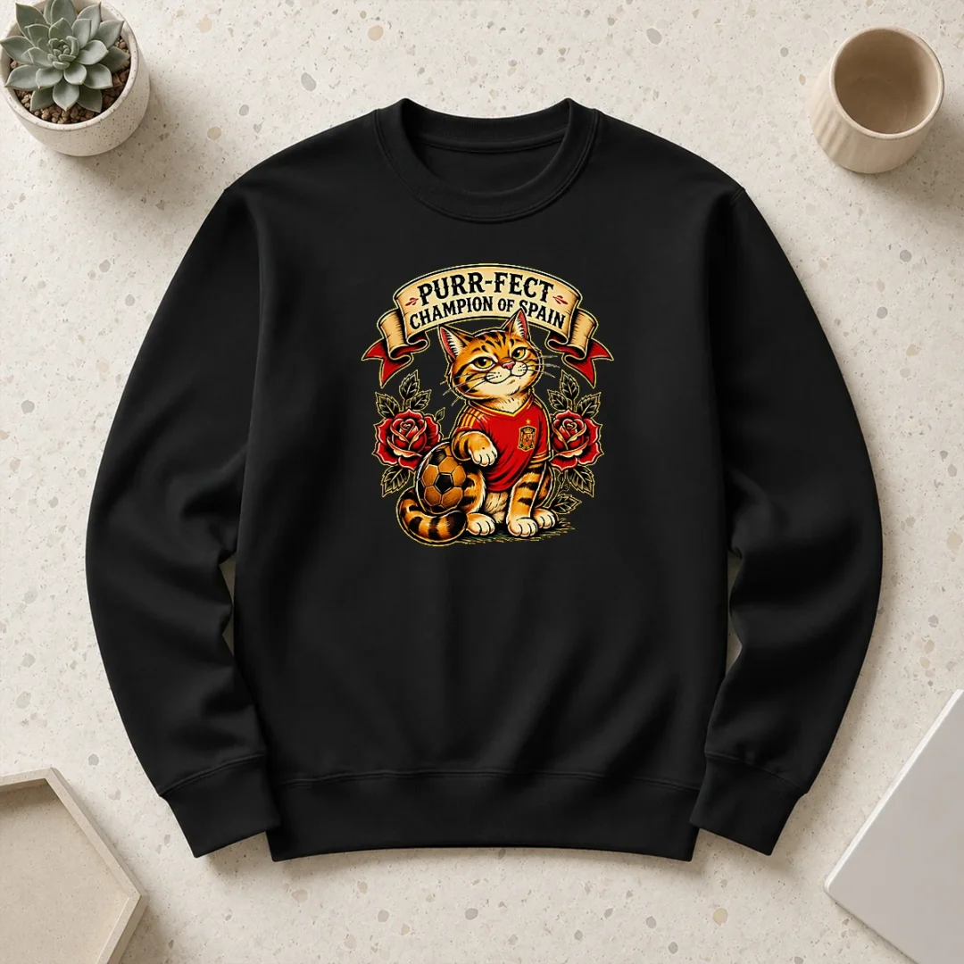 Nice Spanish Soccer Cat Champion Tattoo Sweater Nice Spanish Soccer Cat Champion Tattoo Sweater