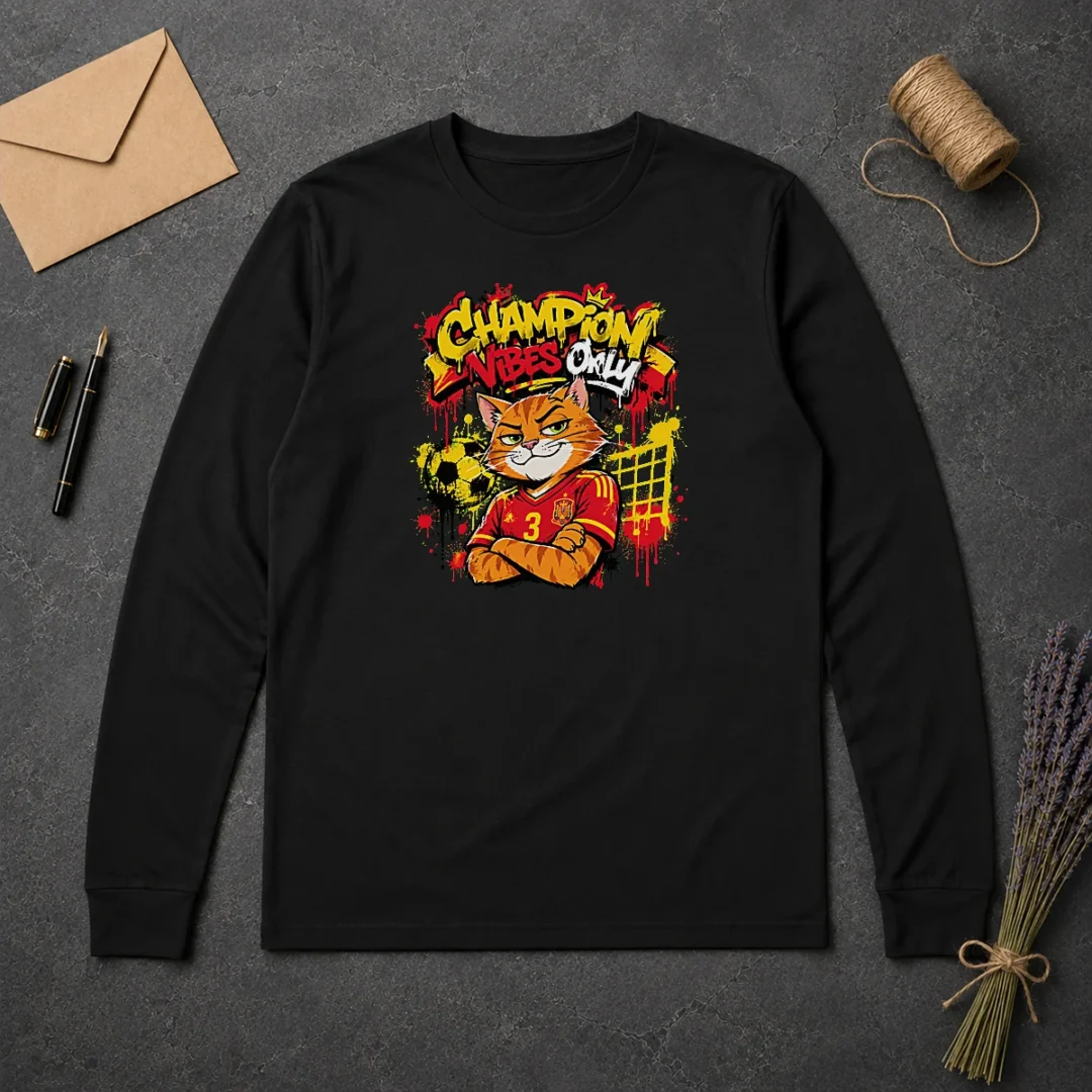 Nice Spanish Soccer Cat Champion Vibes Graffiti Long Sleeve Shirt Nice Spanish Soccer Cat Champion Vibes Graffiti Long Sleeve Shirt