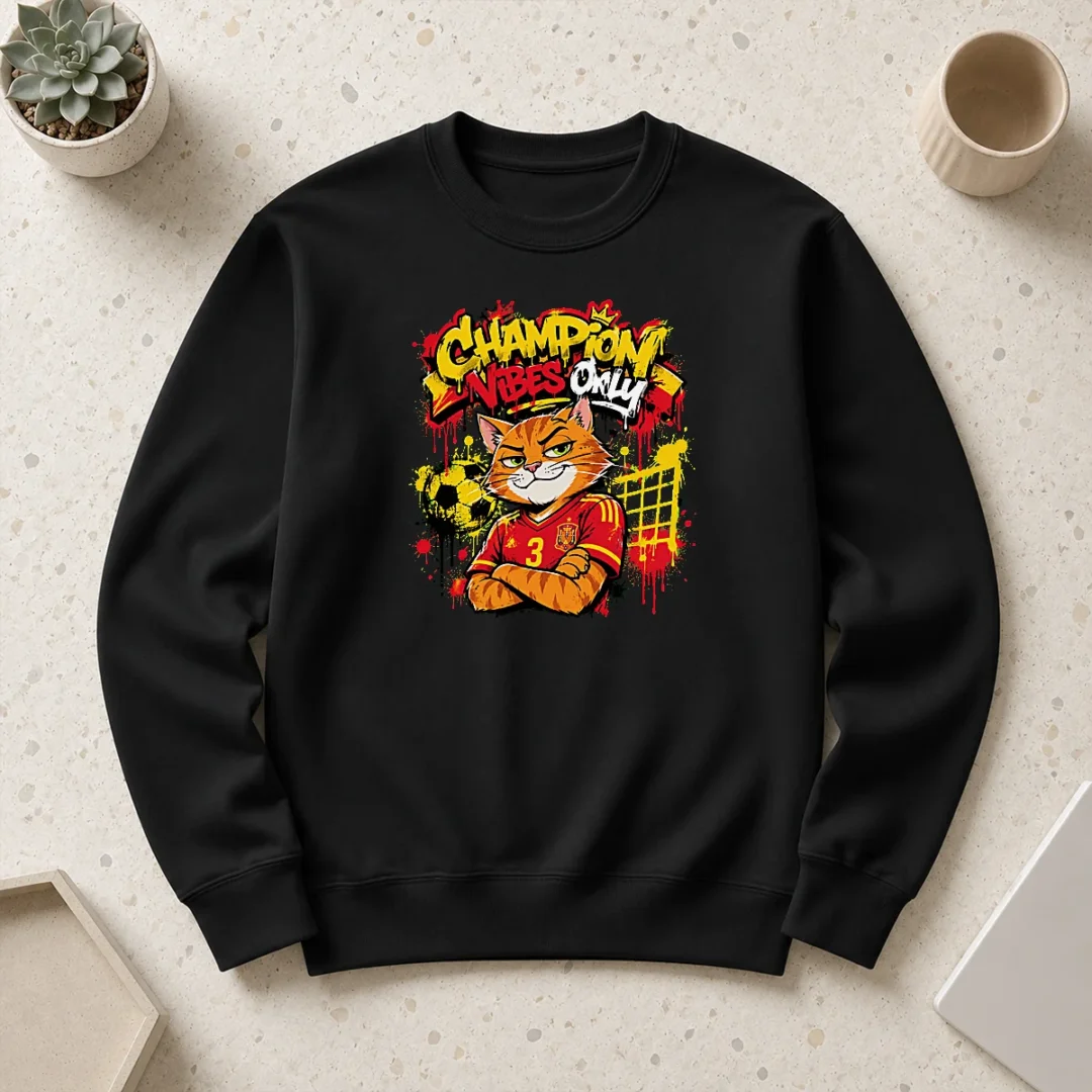 Nice Spanish Soccer Cat Champion Vibes Graffiti Sweater Nice Spanish Soccer Cat Champion Vibes Graffiti Sweater