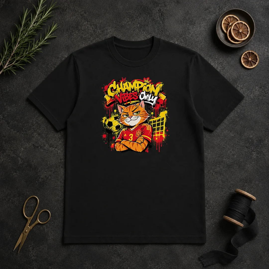 Nice Spanish Soccer Cat Champion Vibes Graffiti t shirt Nice Spanish Soccer Cat Champion Vibes Graffiti