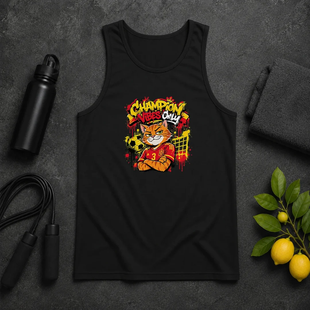 Nice Spanish Soccer Cat Champion Vibes Graffiti Tank Top Nice Spanish Soccer Cat Champion Vibes Graffiti Tank Top