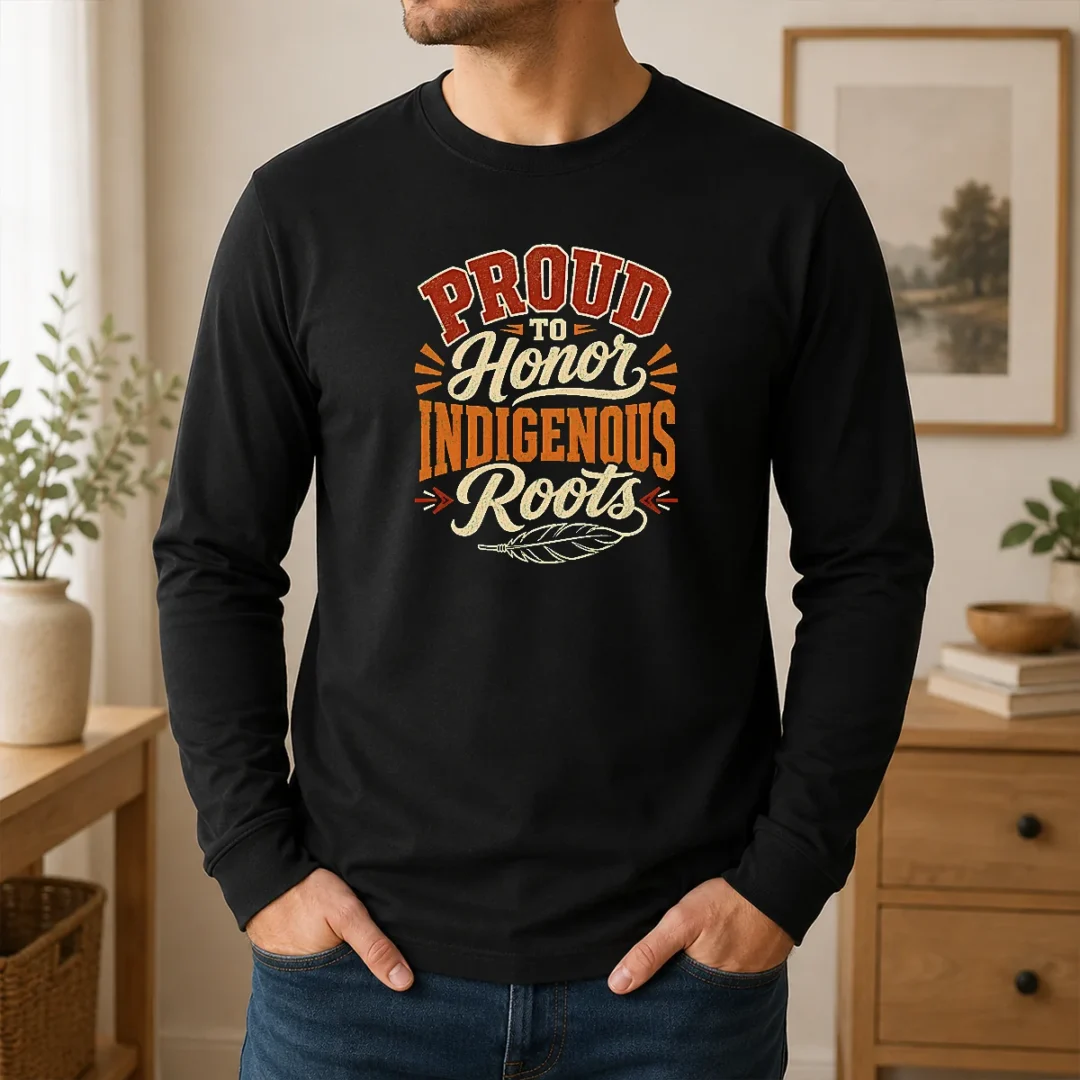 Nice Top Celebrate Indigenous Peoples Day With Typography Long Sleeve Shirt Nice Top Celebrate Indigenous Peoples Day With Typography Long Sleeve Shirt