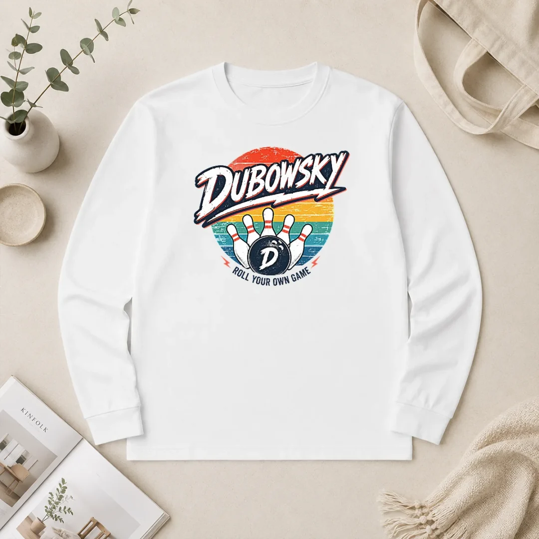 Nice Top Dubowsky Retro Bowling Roll Your Own Game Vintage Long Sleeve Shirt Nice Top Dubowsky Retro Bowling Roll Your Own Game Vintage Long Sleeve Shirt