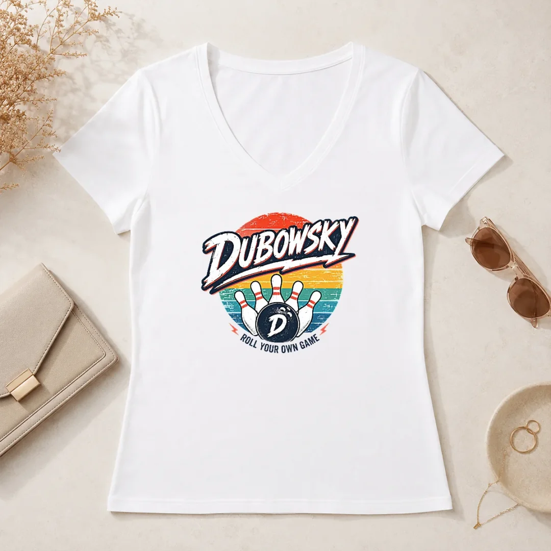 Nice Top Dubowsky Retro Bowling Roll Your Own Game Vintage V Neck Shirt Nice Top Dubowsky Retro Bowling Roll Your Own Game Vintage V-Neck Shirt