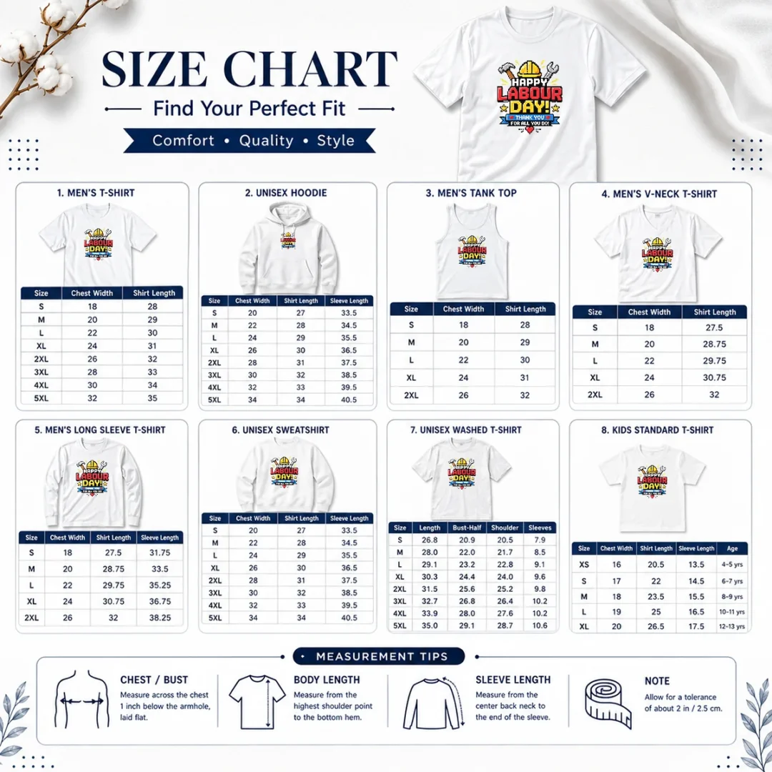 nice-top-pixel-art-happy-labour-day-thank-you-workers-size-chart Size chart for Nice Top Pixel Art Happy Labour Day Thank You Workers with measurements in inches and cm to help choose the right fit