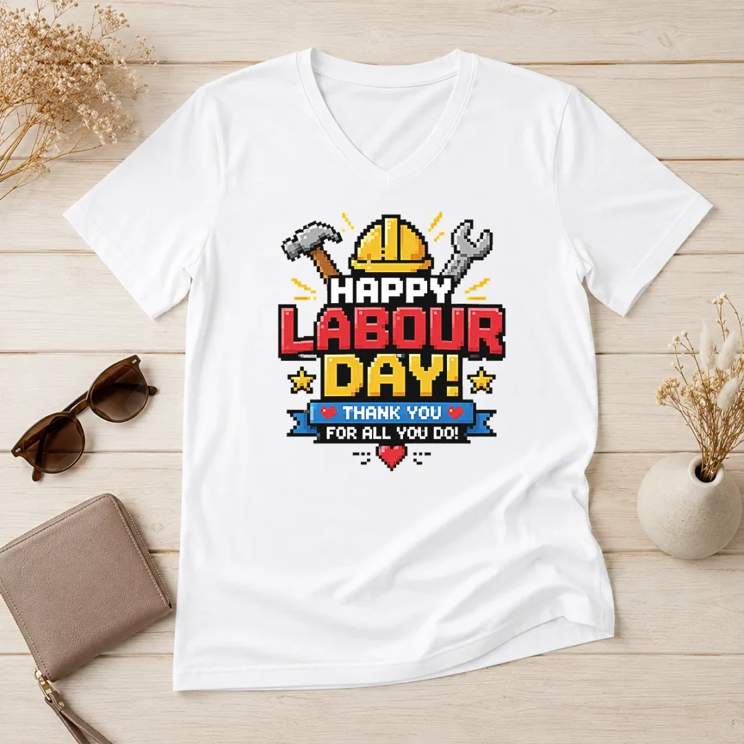 nice-top-pixel-art-happy-labour-day-thank-you-workers-v-neck-shirt Nice Top Pixel Art Happy Labour Day Thank You Workers V-Neck Shirt