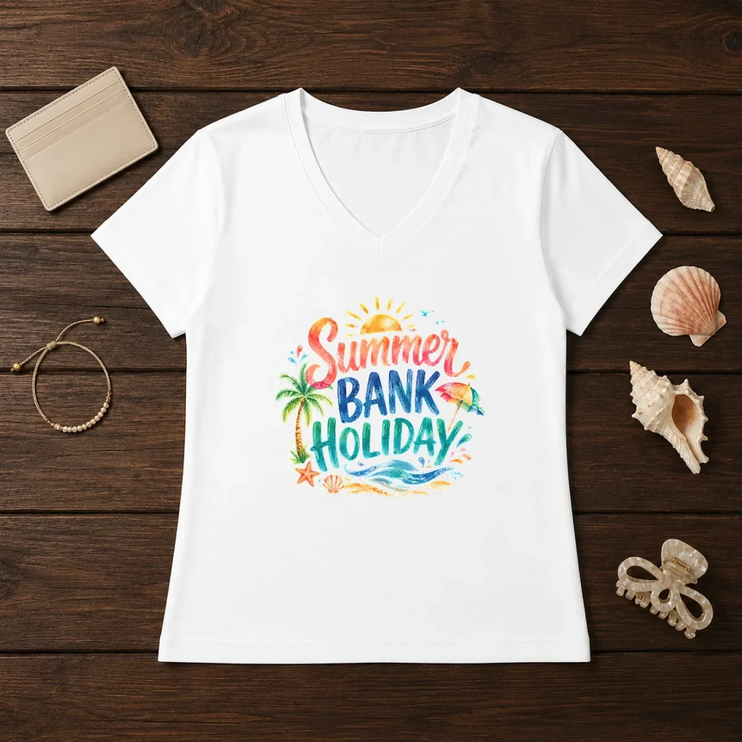 nice-watercolor-summer-bank-holiday-beach-palm-starfish-v-neck-shirt Nice Watercolor Summer Bank Holiday Beach Palm Starfish V-Neck Shirt
