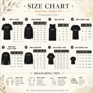 Size chart for Hot Everything Happens For A Reason with measurements in inches and cm to help choose the right fit