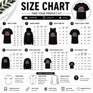 Size chart for Pretty Treat Her With Love And Compassion Kindness with measurements in inches and cm to help choose the right fit