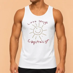 Awesome Top Late Stage Capitalism Smiley Face Political Satire Tank Top