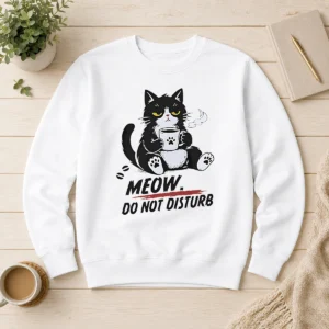 Hot Top Meow Do Not Disturb Grumpy Cat With Coffee Sweater