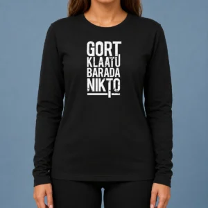 Funny Premium Gort Klaatu Barada Nikto Geek Long Sleeve Shirt