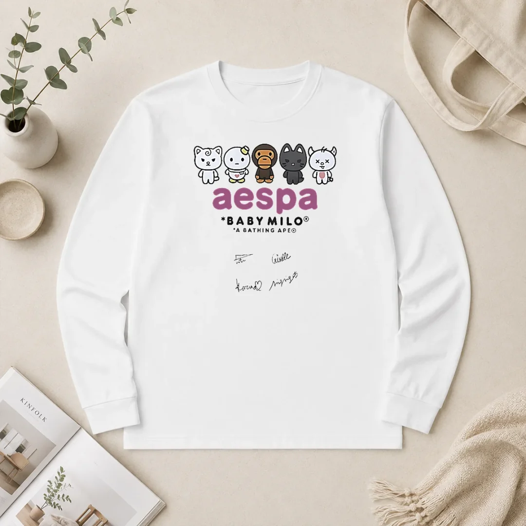 Official Aespa X Baby Milo A Bathing Ape Signature Long Sleeve Shirt Official Aespa X Baby Milo A Bathing Ape Signature Long Sleeve Shirt