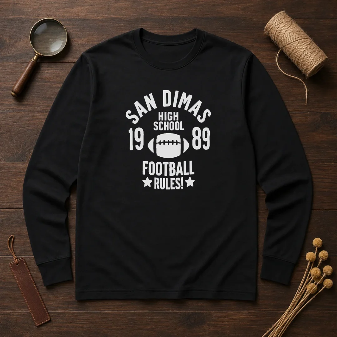 official-brandon-walker-san-dimas-high-school-1989-football-rules-long-sleeve-shirt Official Brandon Walker San Dimas High School 1989 Football Rules Long Sleeve Shirt