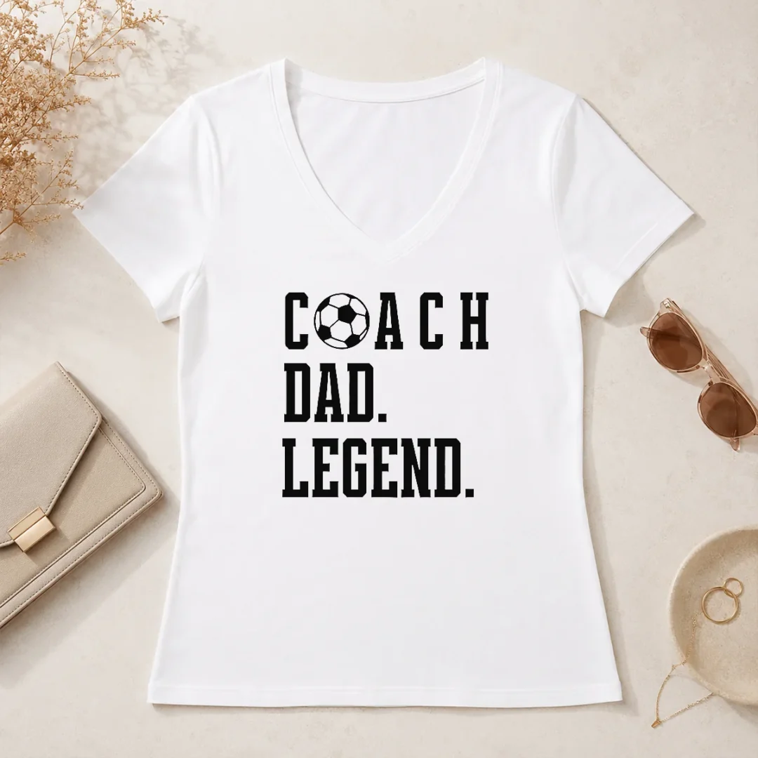 Official Coach Dad Legend Soccer Ball Typography V Neck Shirt Official Coach Dad Legend Soccer Ball Typography V-Neck Shirt