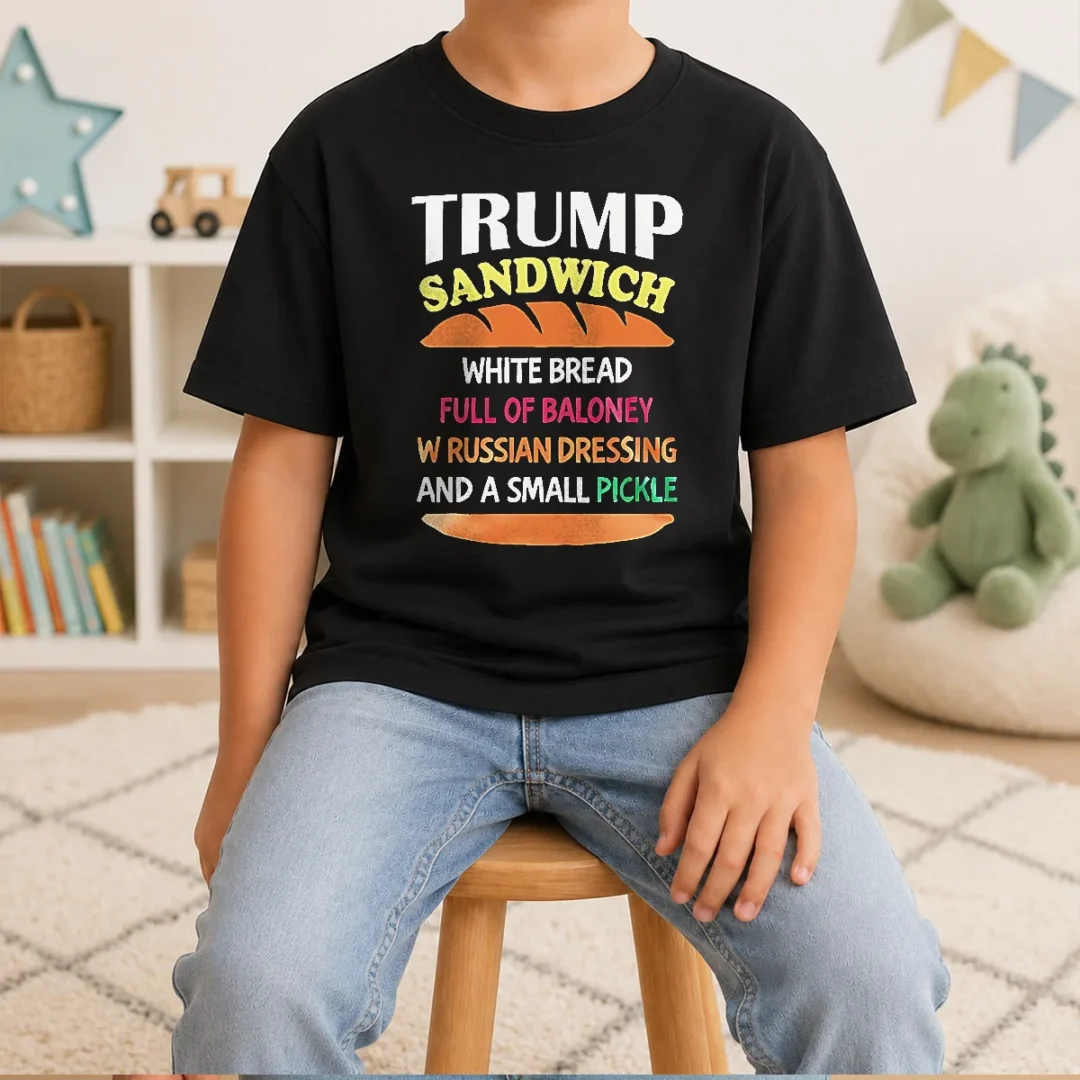 official-donald-trump-sandwich-white-bread-full-of-baloney-w-russian-dressing-and-a-small-pickle-kids-t-shirt-1 Official Donald Trump Sandwich White Bread Full Of Baloney W Russian Dressing And A Small Pickle Kids T-Shirt