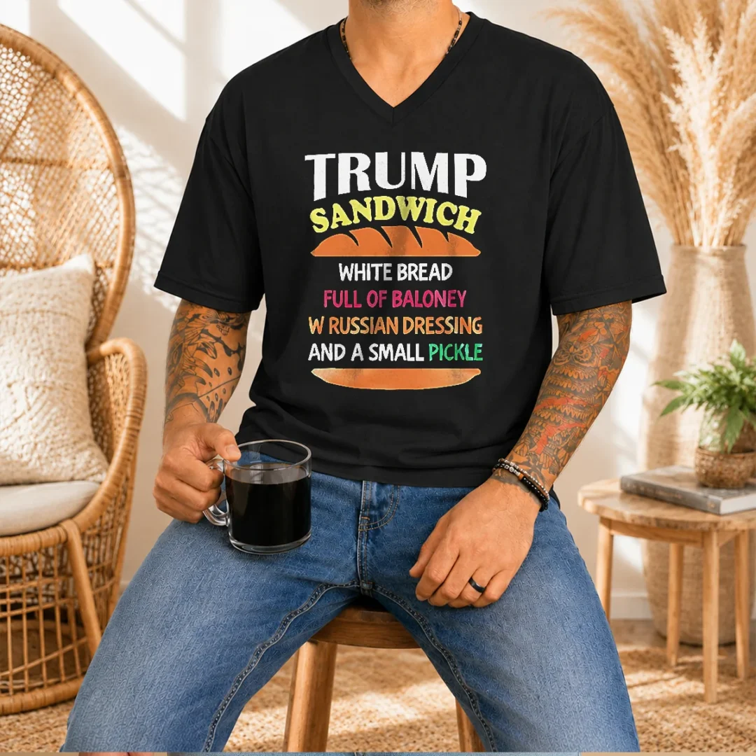 official-donald-trump-sandwich-white-bread-full-of-baloney-w-russian-dressing-and-a-small-pickle-v-neck-shirt-1 Official Donald Trump Sandwich White Bread Full Of Baloney W Russian Dressing And A Small Pickle V-Neck Shirt