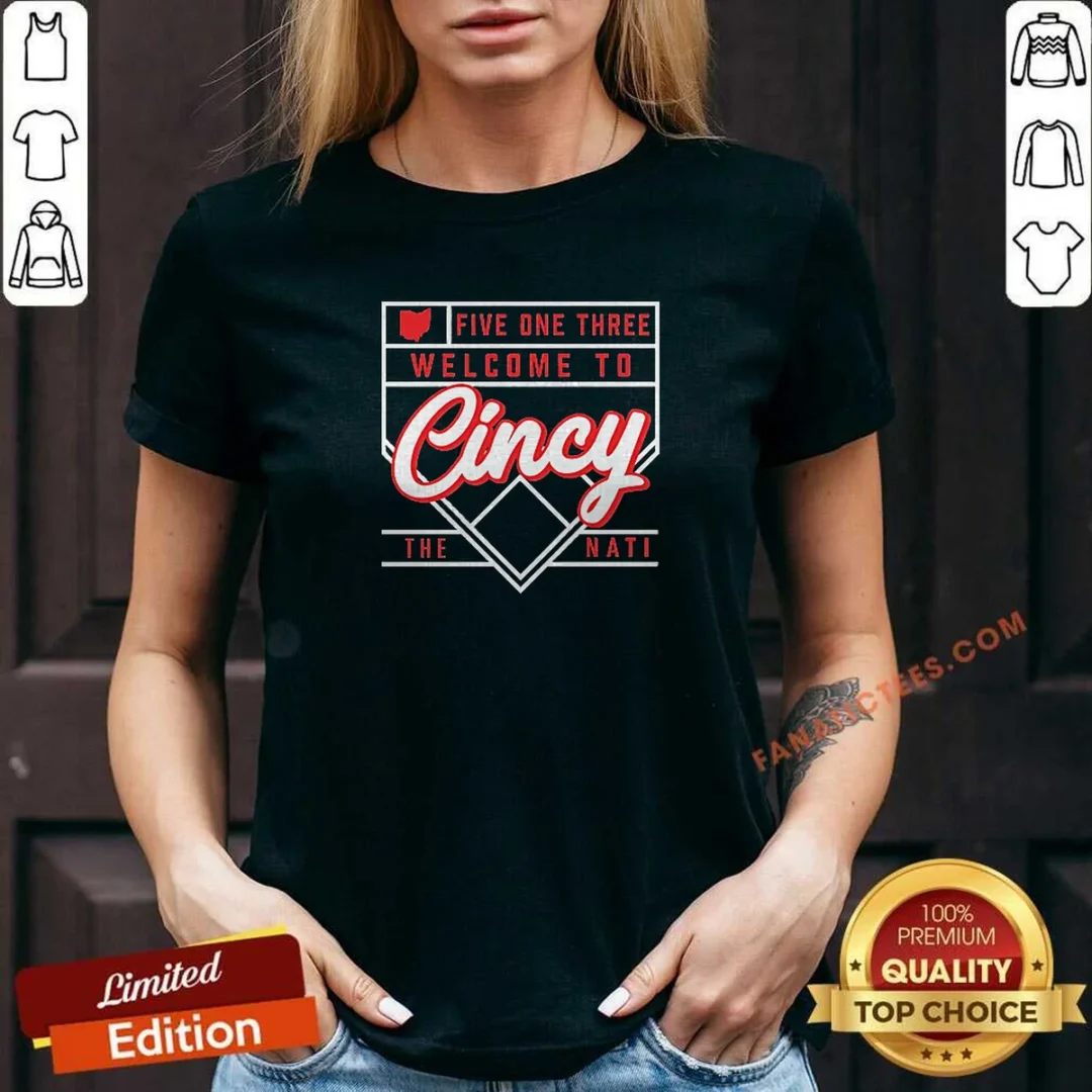 official-five-one-three-welcome-to-cincy-the-nati-v-neck-shirt Official Five One Three Welcome To Cincy The Nati Shirt - Image 3