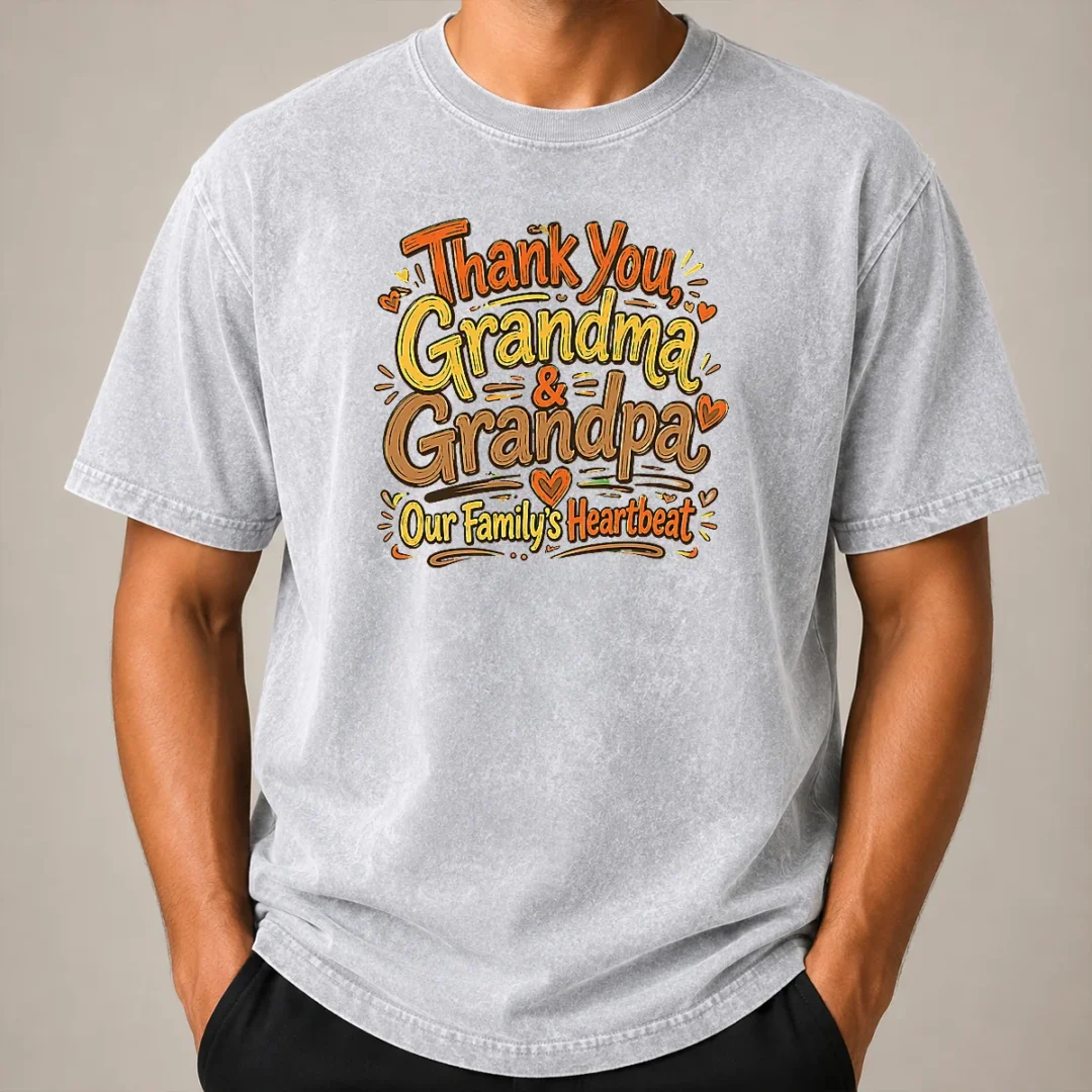Official Funny Grandparents Day Thank You Heartbeat Doodle Washed T Shirt Official Funny Grandparents Day Thank You Heartbeat Doodle Washed T-Shirt