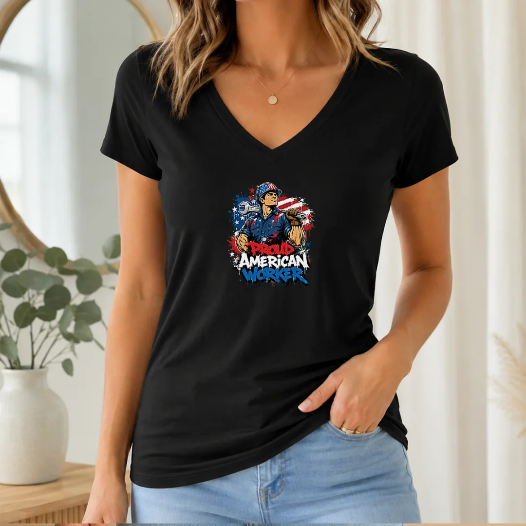official-good-american-labour-day-proud-worker-graffiti-v-neck-shirt Official Good American Labour Day Proud Worker Graffiti V-Neck Shirt