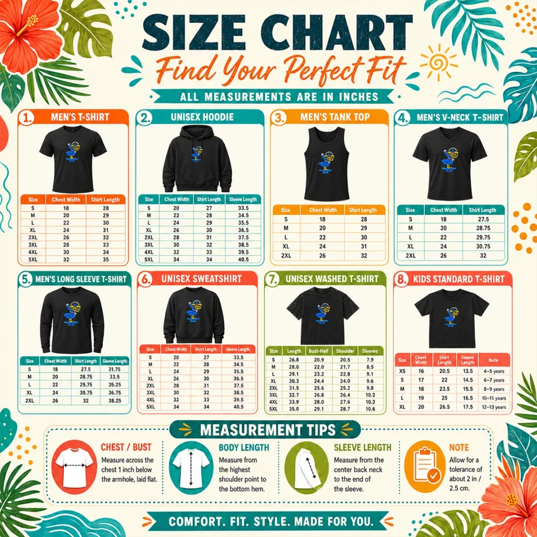 official-guster-on-the-ocean-2026-tour-size-chart Size chart for Official Guster On The Ocean 2026 Tour with measurements in inches and cm to help choose the right fit