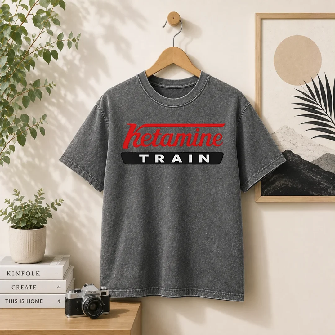 official-ketamine-train-parody-logo-washed-t-shirt Official Ketamine Train Parody Logo Washed T-Shirt