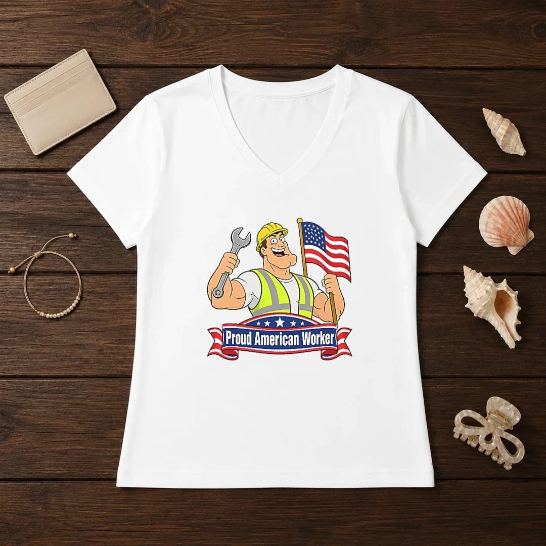 official-labour-day-celebration-proud-american-v-neck-shirt Official Labour Day Celebration Proud American V-Neck Shirt