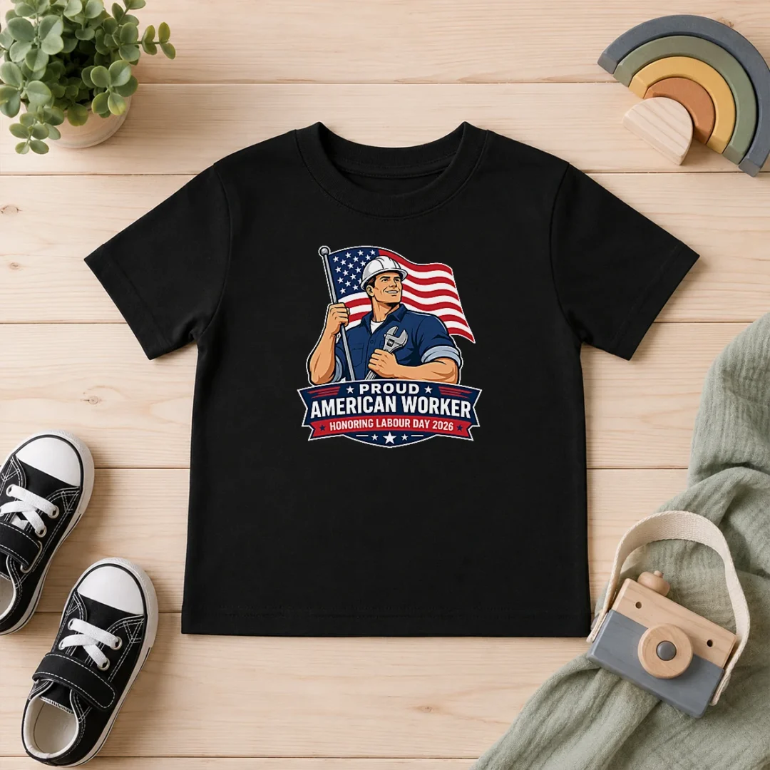 official-original-labour-day-proud-american-worker-vector-kids-t-shirt Official Original Labour Day Proud American Worker Vector Kids T-Shirt