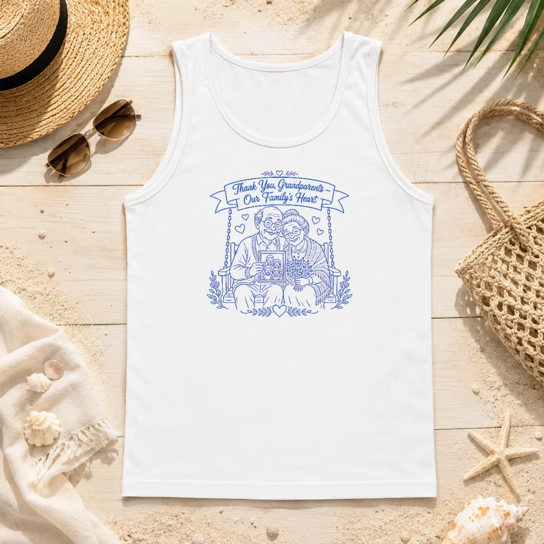 Official Perfect Grandparents Day Gratitude Line Art Family Tank Top Official Perfect Grandparents Day Gratitude Line Art Family Tank Top