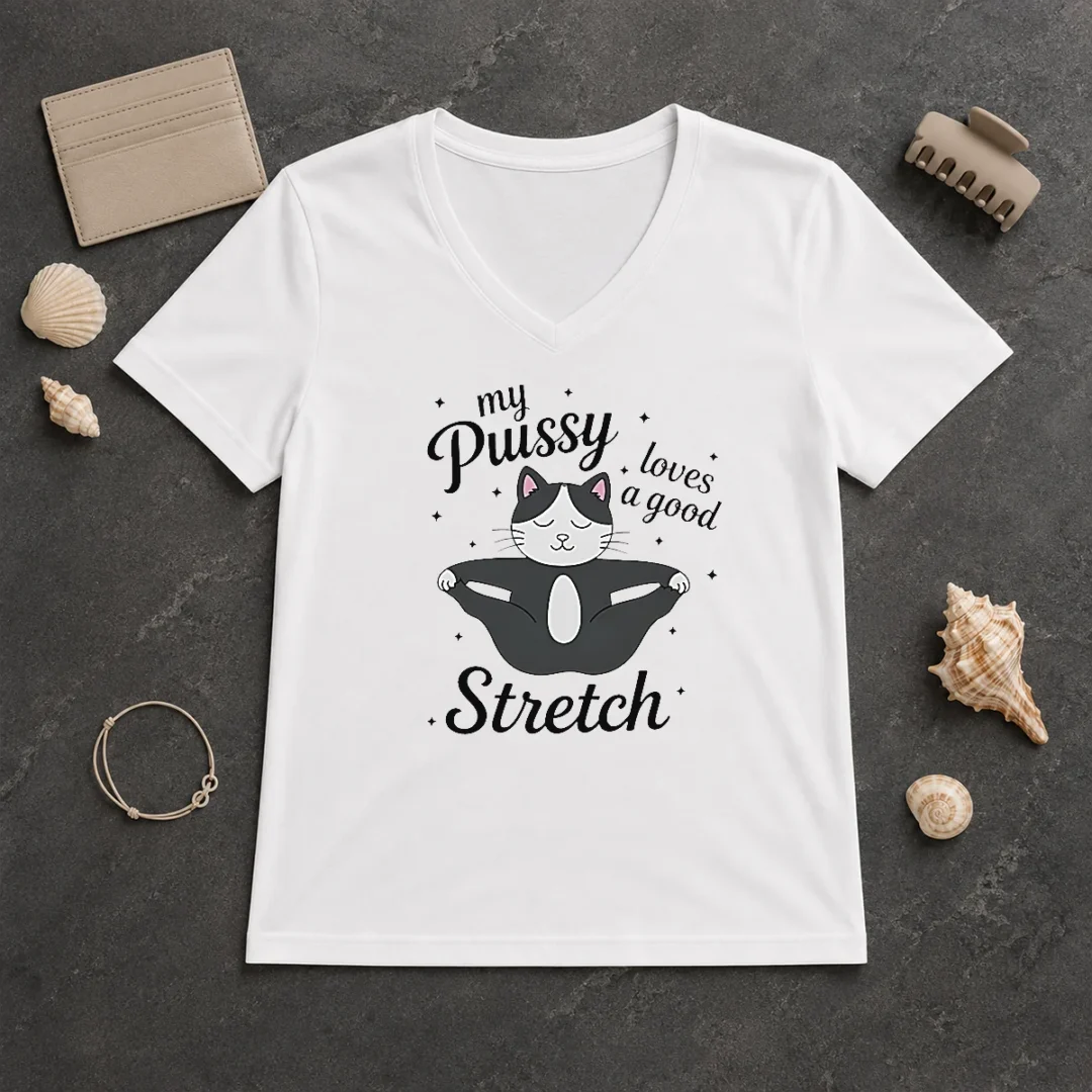 Official Premium My Pussy Loves A Good Stretch Cat V Neck Shirt Official Premium My Pussy Loves A Good Stretch Cat V-Neck Shirt