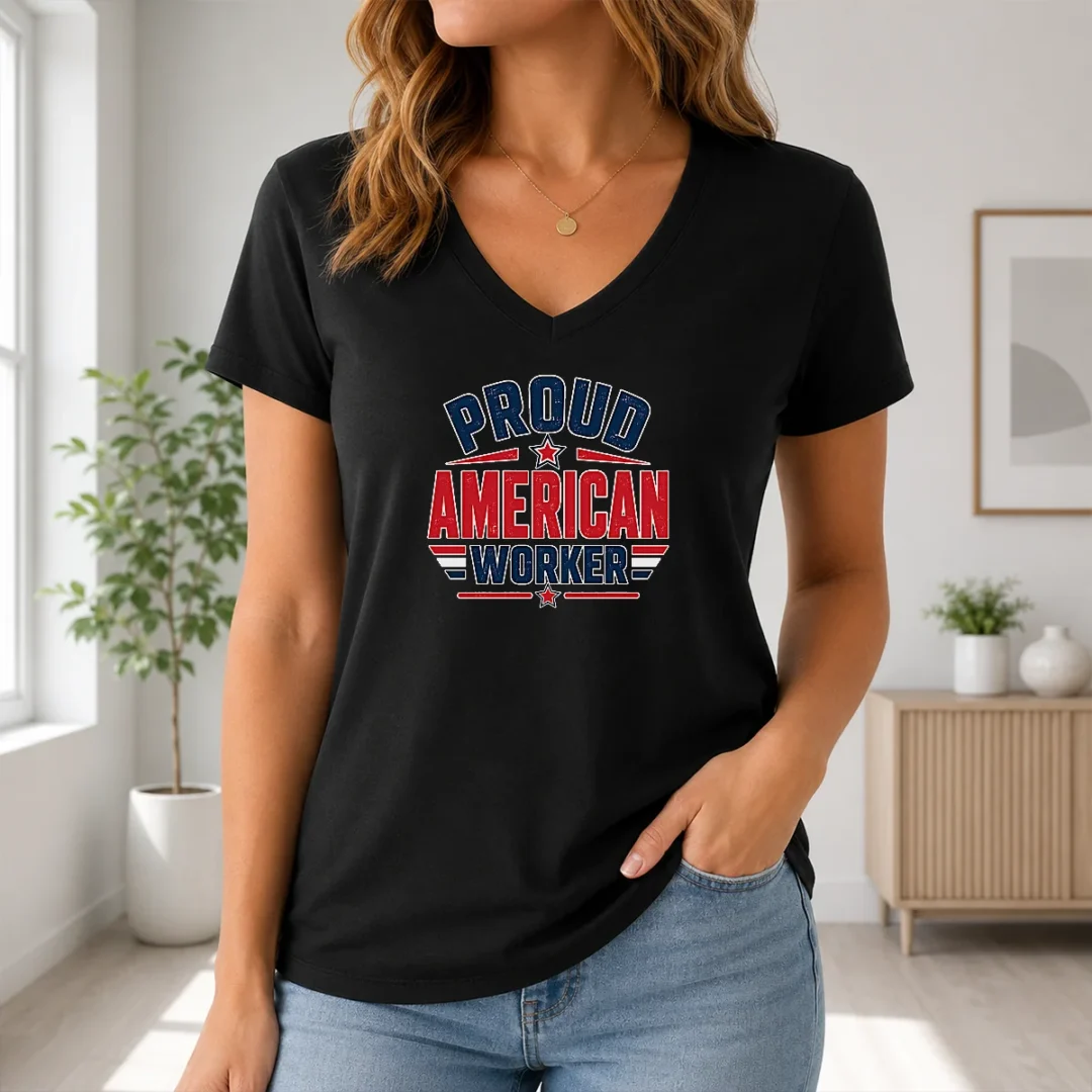 Official Proud American Worker Labour Day Vector V Neck Shirt Official Proud American Worker Labour Day Vector V-Neck Shirt