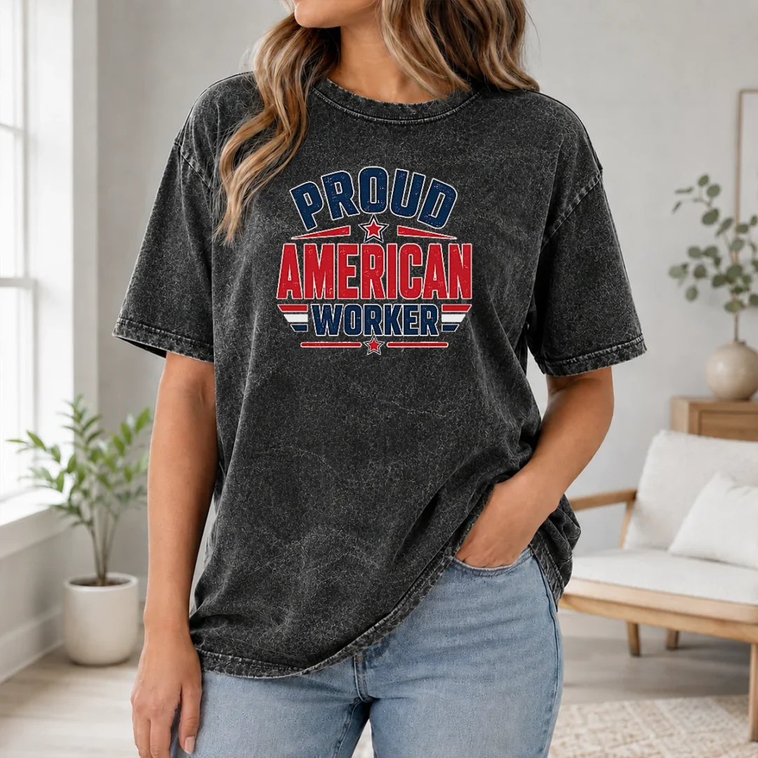 Official Proud American Worker Labour Day Vector Washed T Shirt Official Proud American Worker Labour Day Vector Washed T-Shirt