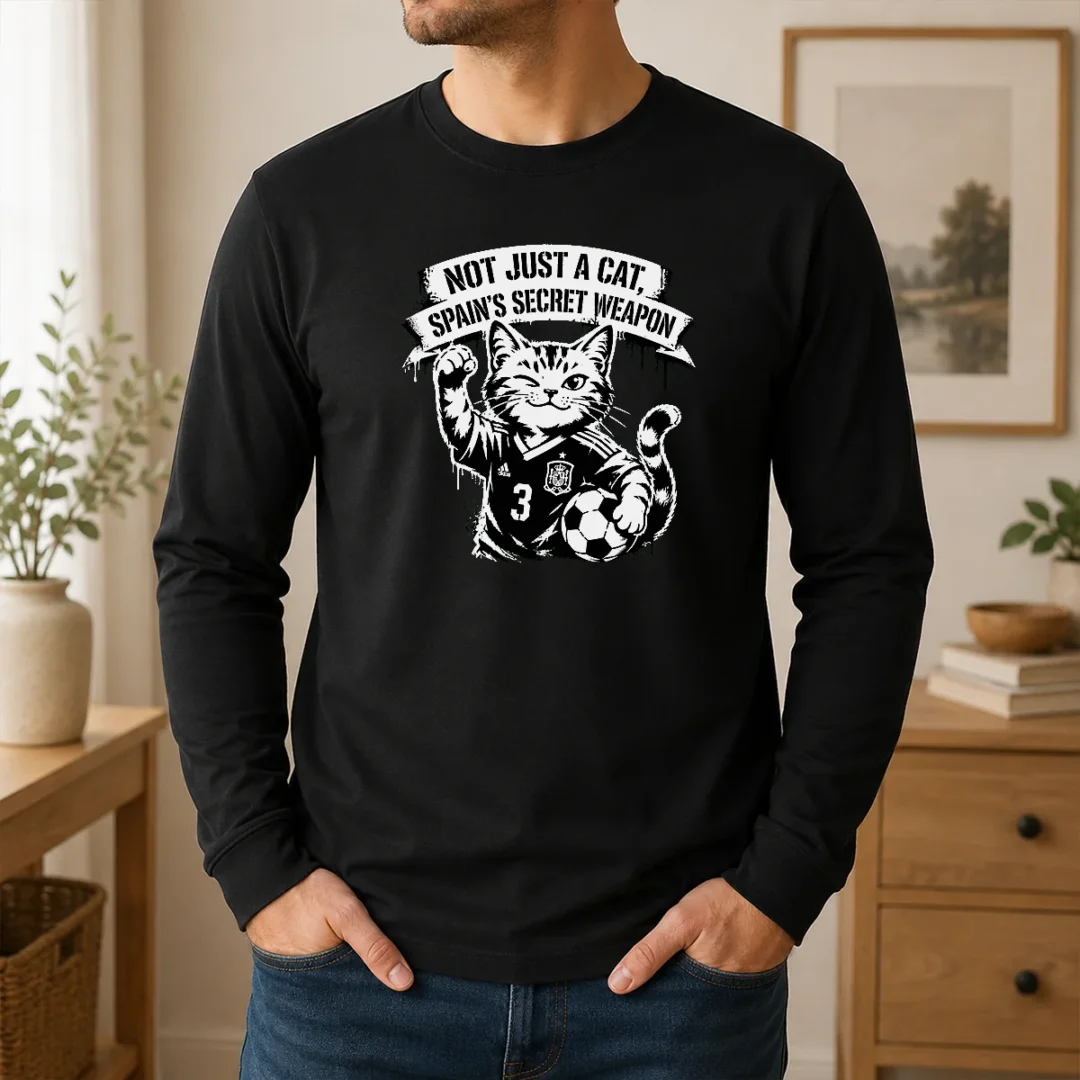 Official Spain Soccer Cat Meme Stencil Long Sleeve Shirt Official Spain Soccer Cat Meme Stencil Long Sleeve Shirt