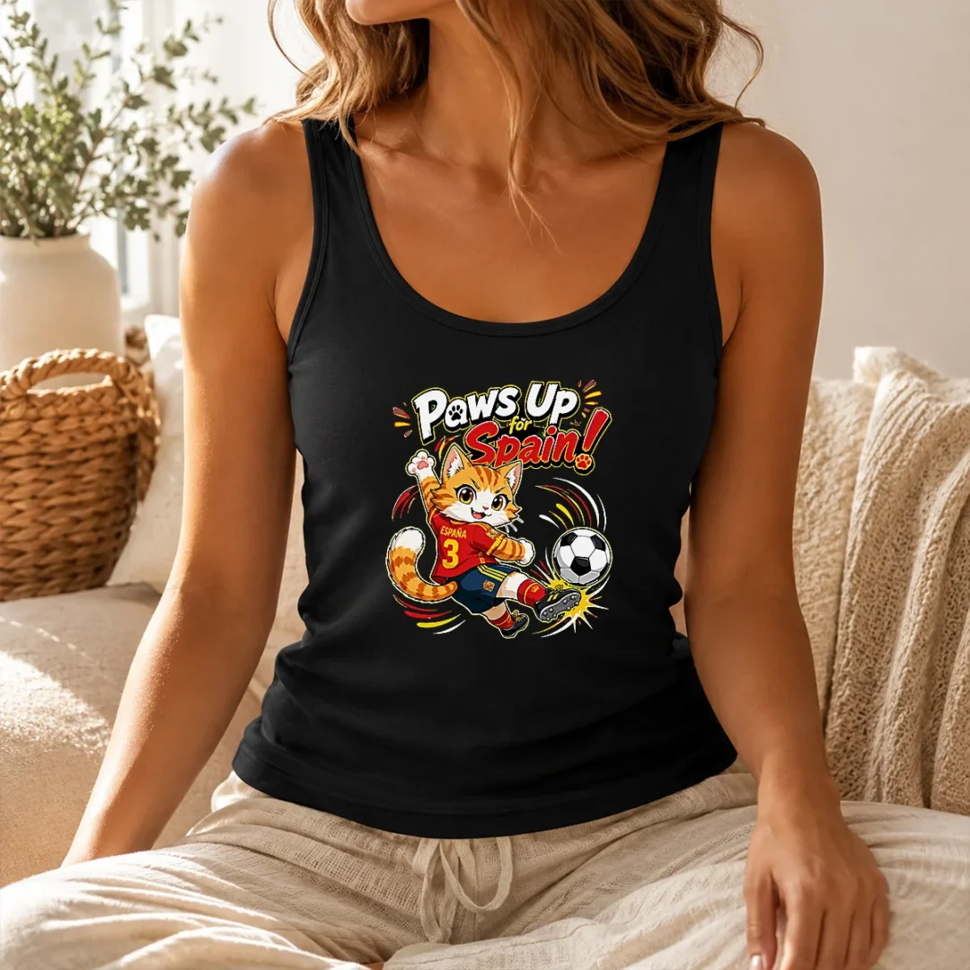 Official Spanish Soccer Cat Meme Anime Tank Top Official Spanish Soccer Cat Meme Anime Tank Top