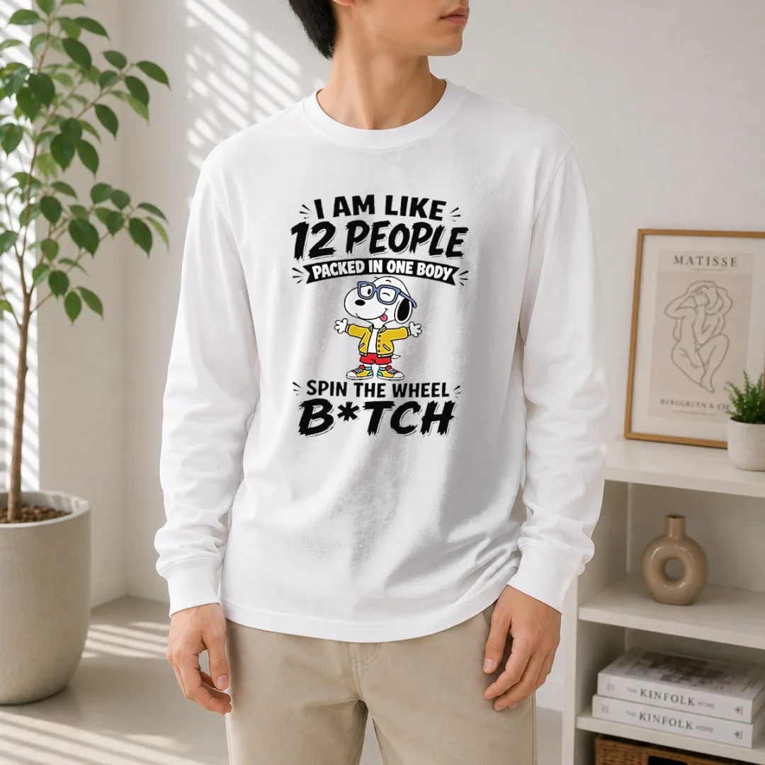 official-top-snoopy-i-am-like-12-people-packed-in-one-body-spin-the-wheel-long-sleeve-shirt Official Top Snoopy I Am Like 12 People Packed In One Body Spin The Wheel Long Sleeve Shirt