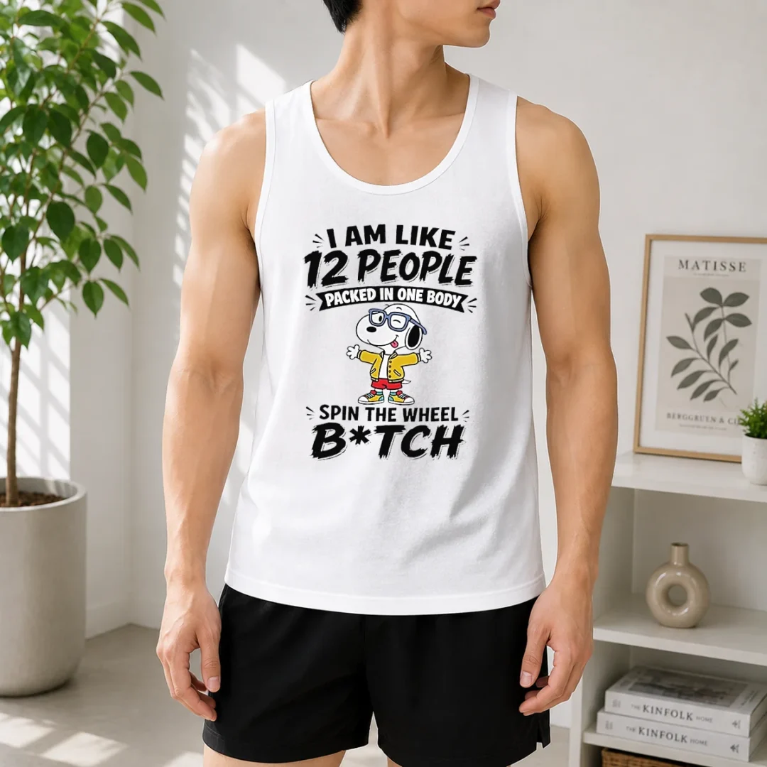official-top-snoopy-i-am-like-12-people-packed-in-one-body-spin-the-wheel-tank-top Official Top Snoopy I Am Like 12 People Packed In One Body Spin The Wheel Tank Top