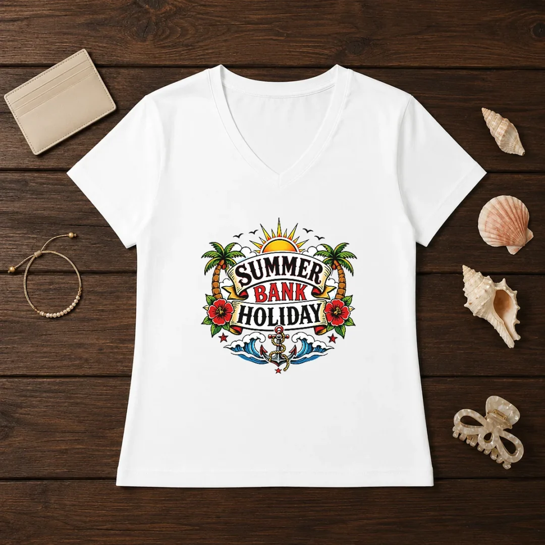 official-traditional-tattoo-summer-bank-holiday-anchor-hibiscus-v-neck-shirt Official Traditional Tattoo Summer Bank Holiday Anchor Hibiscus V-Neck Shirt