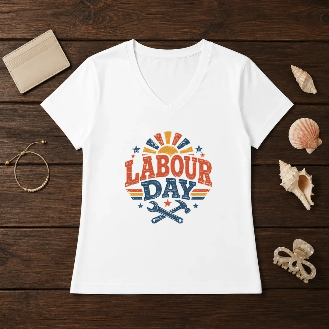 official-vintage-retro-labour-day-sunburst-tools-v-neck-shirt Official Vintage Retro Labour Day Sunburst Tools V-Neck Shirt