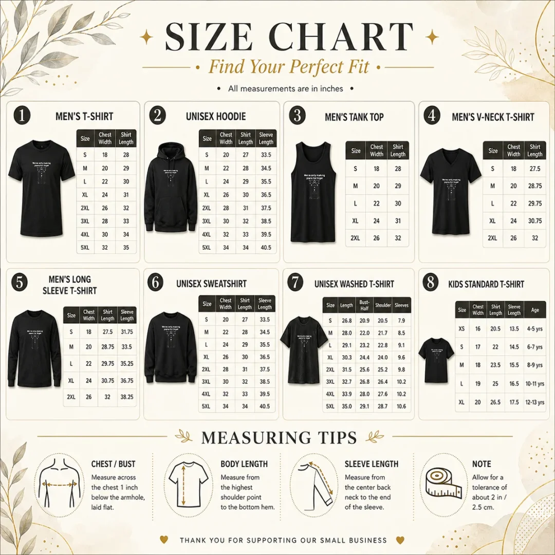 official-we-re-only-making-plans-for-nigel-10-downing-street-size-chart Size chart for Official We'Re Only Making Plans For Nigel 10 Downing Street with measurements in inches and cm to help choose the right fit