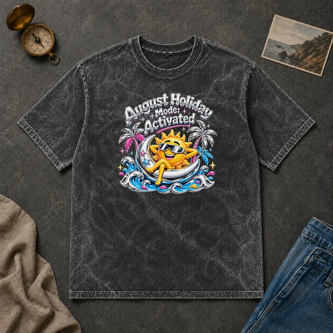 Original August Holiday Y2K For Summer Vibes Washed T Shirt Original August Holiday Y2K For Summer Vibes Washed T-Shirt