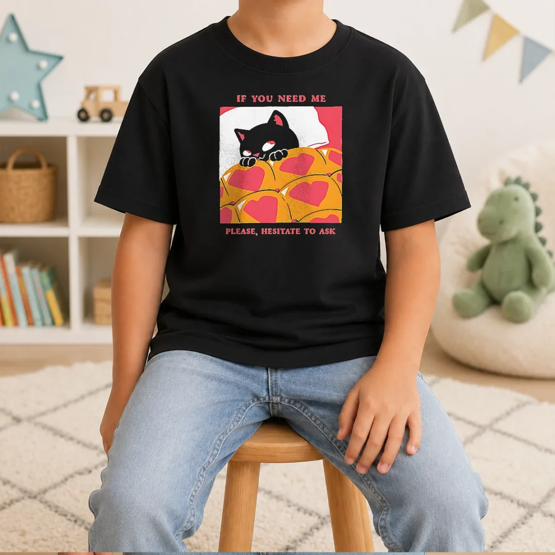 original-cute-black-cat-if-you-need-me-please-hesitate-to-ask-kids-t-shirt Original Cute Black Cat If You Need Me Please Hesitate To Ask Kids T-Shirt