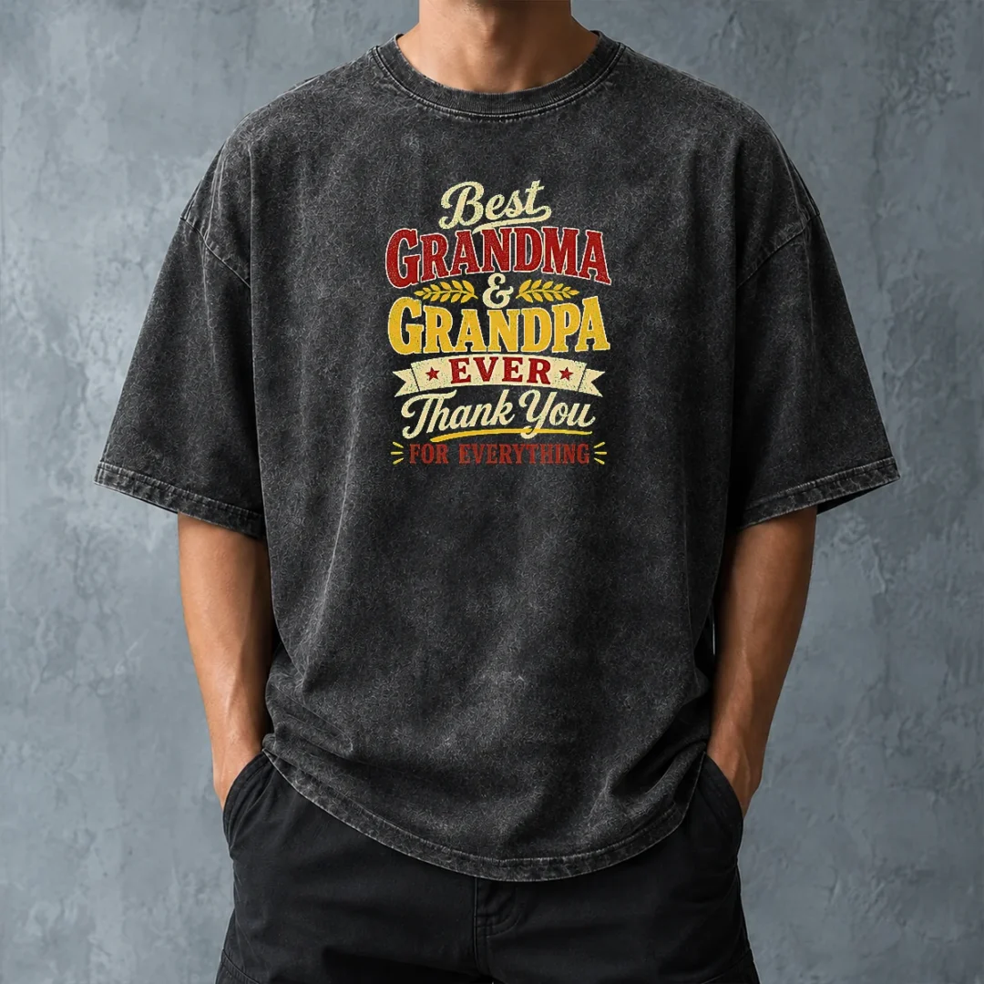 original-grandparents-day-best-grandma-grandpa-typography-washed-t-shirt-washed-tshirt-1 Original Grandparents Day Best Grandma Grandpa Typography Washed T Shirt in soft faded fabric, unisex fit