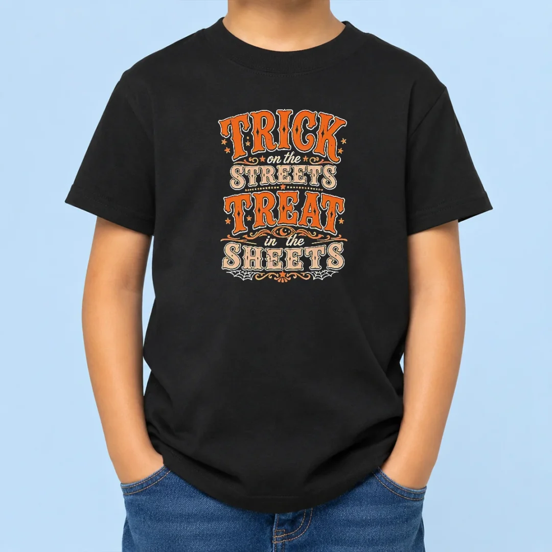 original-halloween-trick-on-the-streets-treat-in-the-sheets-kids-t-shirt Original Halloween Trick On The Streets Treat In The Sheets Kids T-Shirt