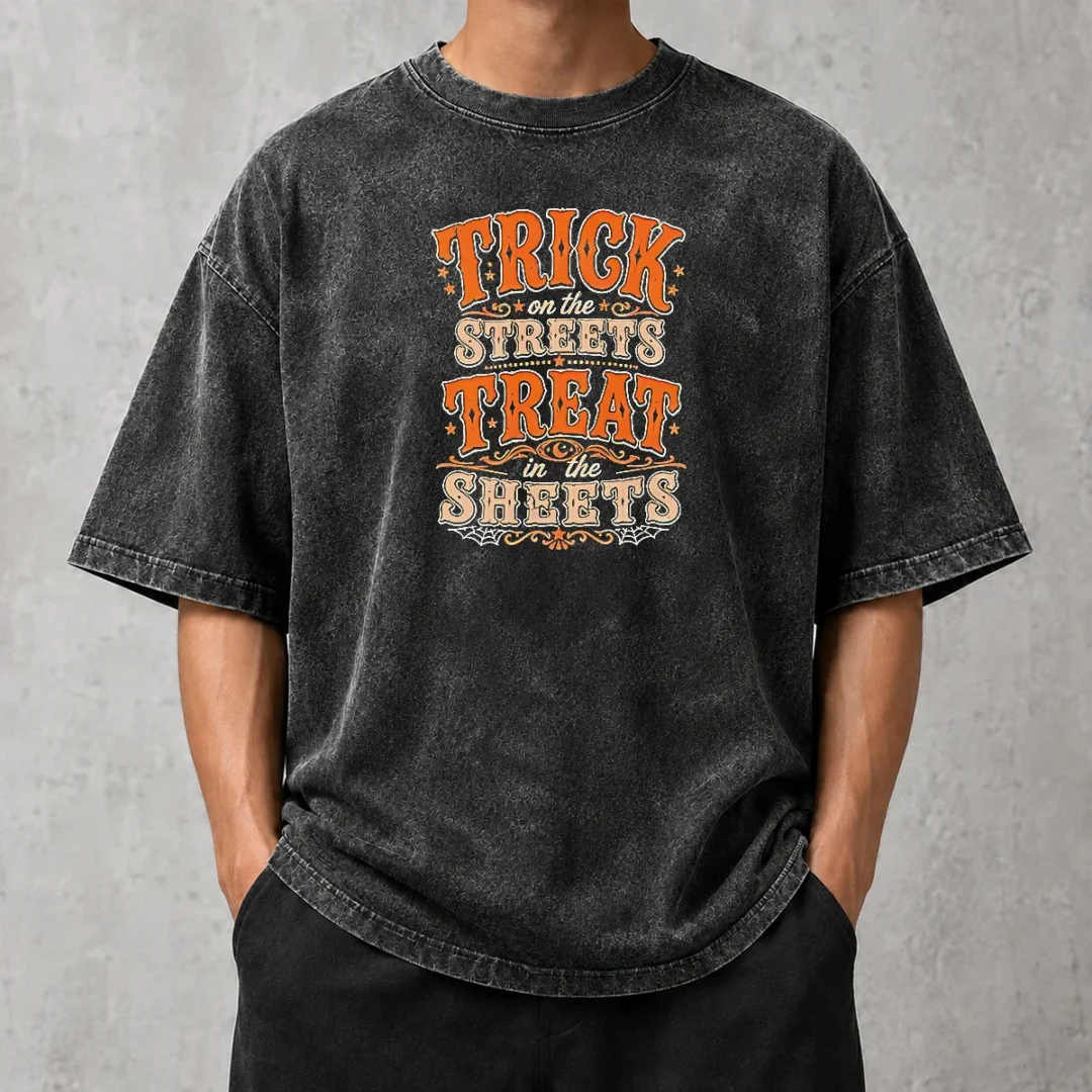 original-halloween-trick-on-the-streets-treat-in-the-sheets-washed-t-shirt Original Halloween Trick On The Streets Treat In The Sheets Washed T-Shirt