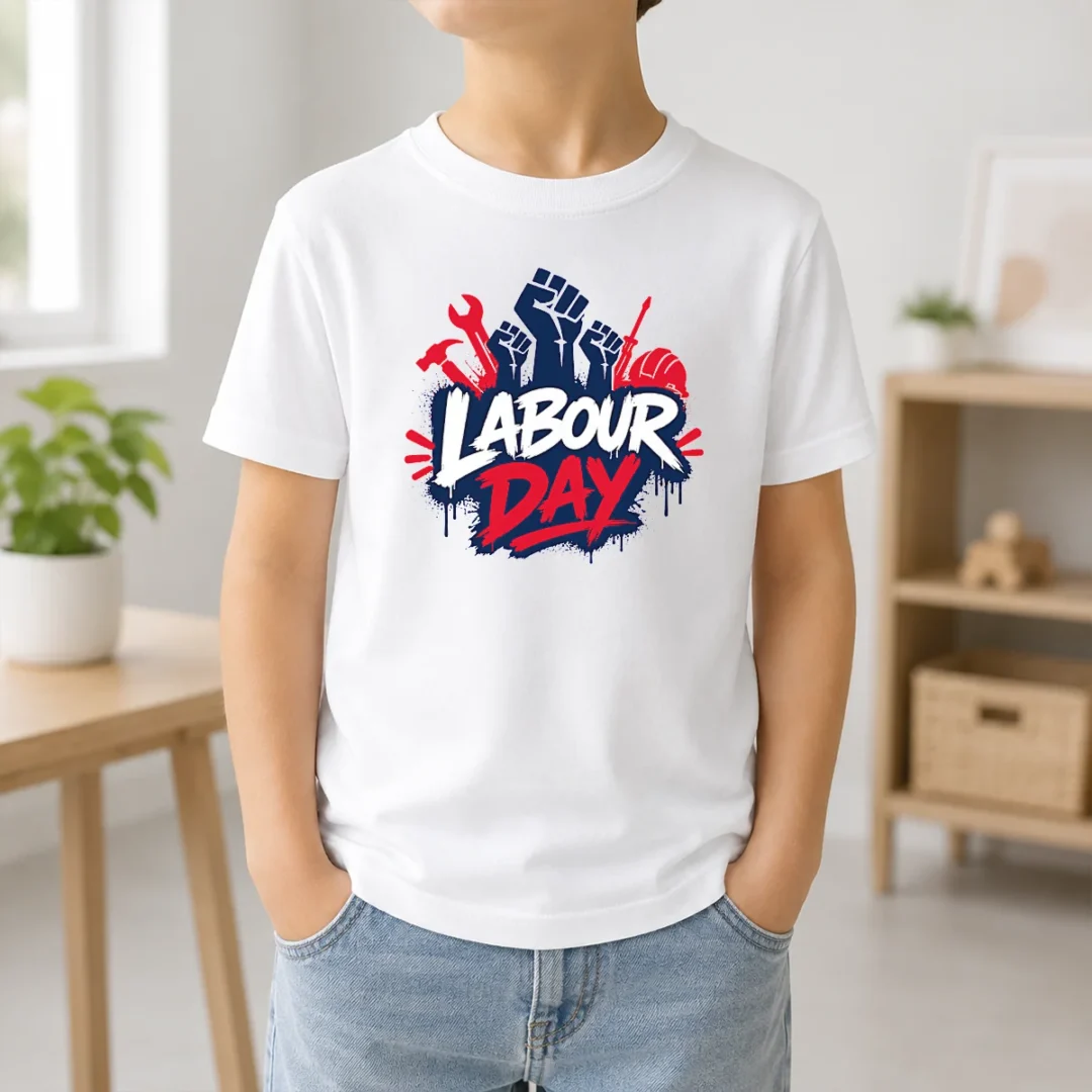 Original Labour Day Raised Fists Tools Paint Splatter Protest Kids T Shirt Original Labour Day Raised Fists Tools Paint Splatter Protest Kids T-Shirt