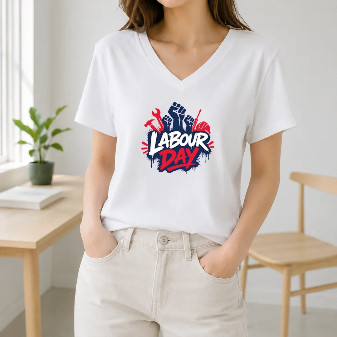 Original Labour Day Raised Fists Tools Paint Splatter Protest V Neck Shirt Original Labour Day Raised Fists Tools Paint Splatter Protest V-Neck Shirt